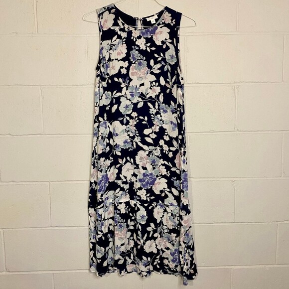 J.Jill Floral Ruffle Peplum Hem High-Low Sleeveless Maxi Dress size small - Picture 2 of 5